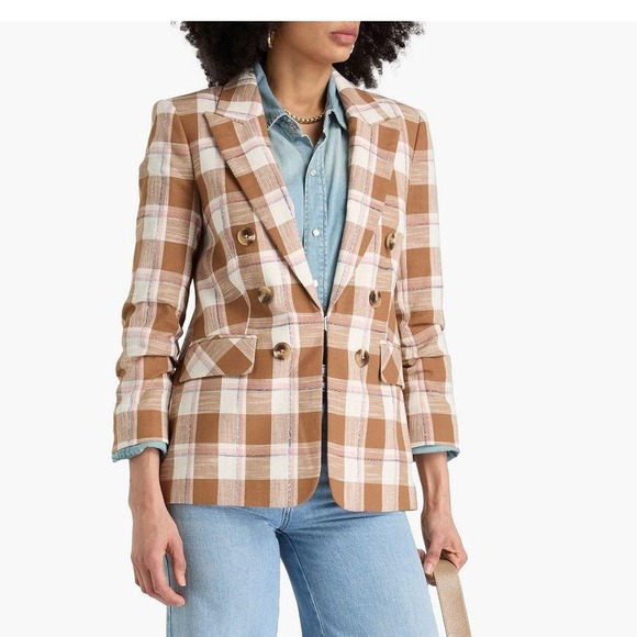 Veronica Beard Jackets & Blazers - Veronica Beard Beacon Double Breasted Checked Cotton Blend Blazer Plaid sz 22